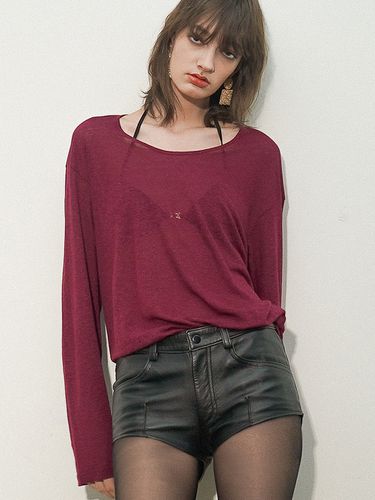 U-neck Linen Jersey Long Sleeve T-shirt () - UNTAGE - Modalova