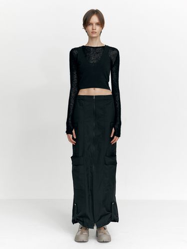 Zip - Up Pocket Long Skirt , Black - STUDIO TABLE - Modalova