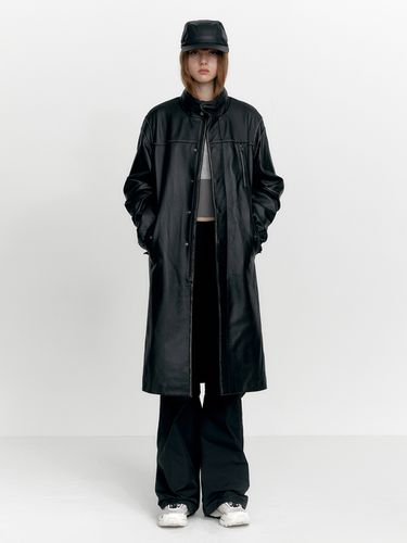 Hand Scratch Leather Long Jacket - STUDIO TABLE - Modalova