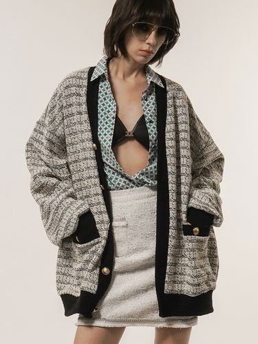 Cotton Blend Boucle Oversized Cardigan - UNTAGE - Modalova