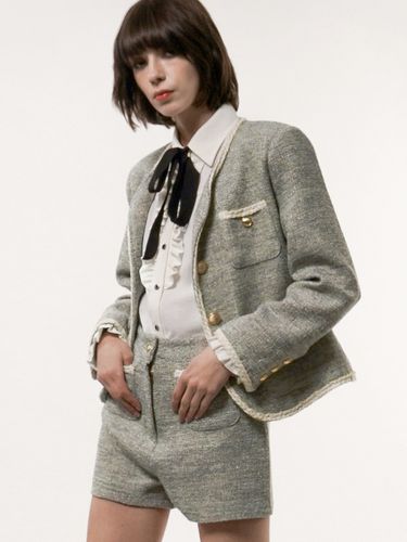 Gold Buttoned Boucle Tweed Jacket - UNTAGE - Modalova