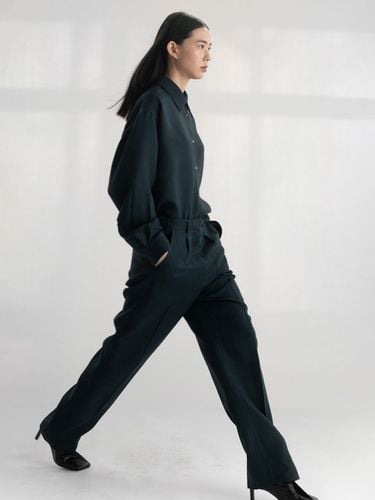 Wool Silk Straight Pants (/Navy) - Arch The - Modalova