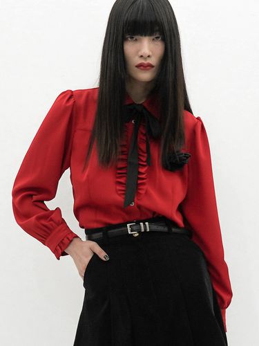 Ruffled Placket Blouse (Red) - UNTAGE - Modalova