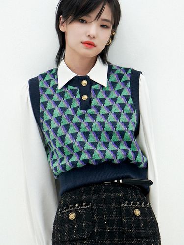 Geometric Jacquard Cropped Sweater Vest () - UNTAGE - Modalova