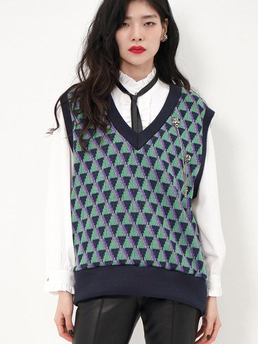 Geometric Jacquard Oversized Sweater Vest () - UNTAGE - Modalova