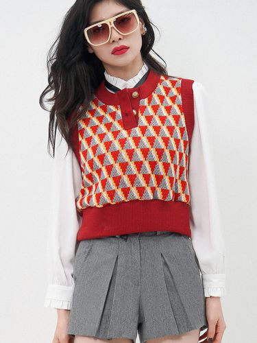 Geometric Jacquard Cropped Sweater Vest () - UNTAGE - Modalova