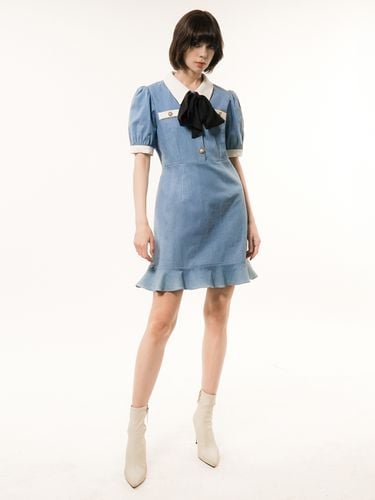 Sailor Collar Denim Mini Dress - UNTAGE - Modalova