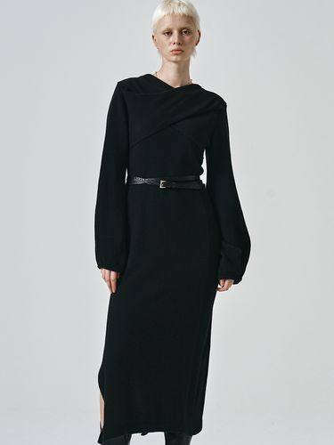 Drape Layered Knit Dress_Black - NOIRER for WOMEN - Modalova