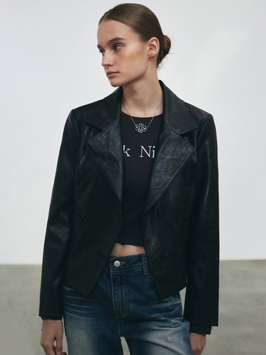 Minimal Short Leather Jacket - NICK&NICOLE - Modalova