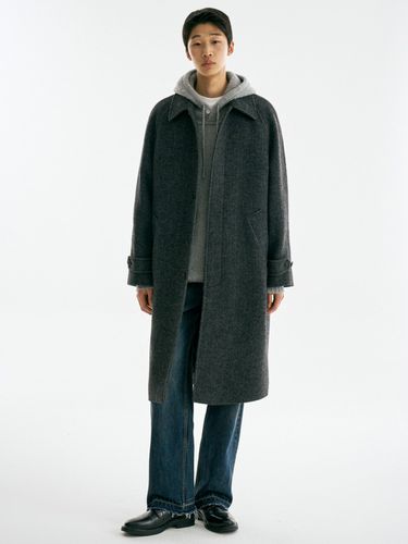 Wool Herringbone Balmacaan Coat (2 Color) - THE KNIT COMPANY - Modalova