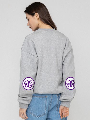 UNISEX] Elbow Deco Logo Sweatshirt_Grey - GRAVER - Modalova