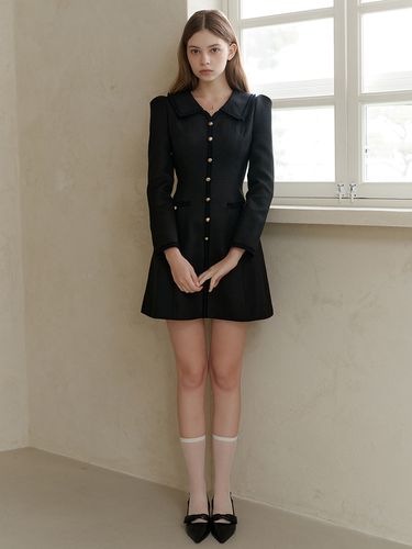 Pebble Tweed Dress_Black - FLOWOOM - Modalova