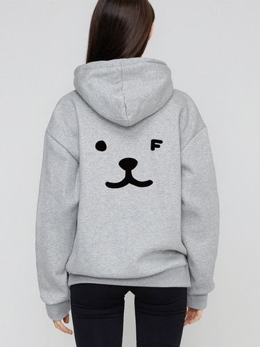 UNISEX] Puppy Face Back Smile Hoodie_Grey - GRAVER - Modalova