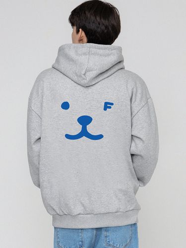 UNISEX] Puppy Face Back Smile Hoodie_Grey - GRAVER - Modalova