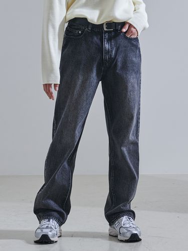 Washed Straight Wide Leg Jeans - INROWS - Modalova