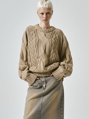 Heavy Multi Cable Sweater_Beige - NOIRER for WOMEN - Modalova