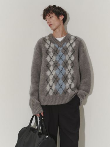 Argyle Sweater _ Melange Grey - Dunst for MEN - Modalova