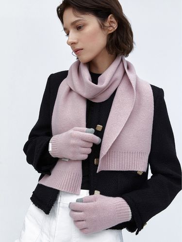 Melange Wool Cashmere Scarf Gloves Set_Pink - JILLSTUART - Modalova