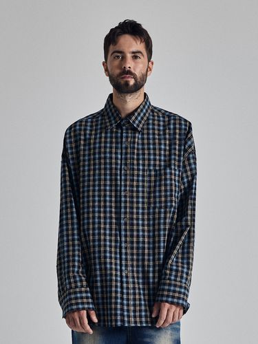 Retro Plaid Oversized Shirt - Navy - OTHERFITS - Modalova