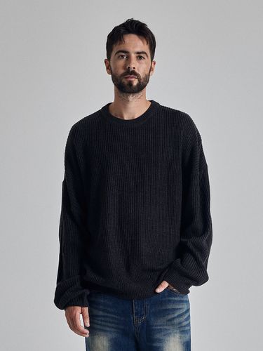 Post Oversized Fit Pullover Knit Sweater - Charcoa - OTHERFITS - Modalova