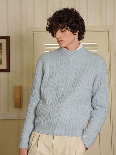 Lambswool Brushed Cable Crewneck Sweater - Bellief - Modalova