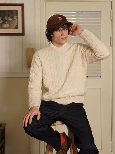 Lambswool Brushed Cable Crewneck Sweater - Bellief - Modalova