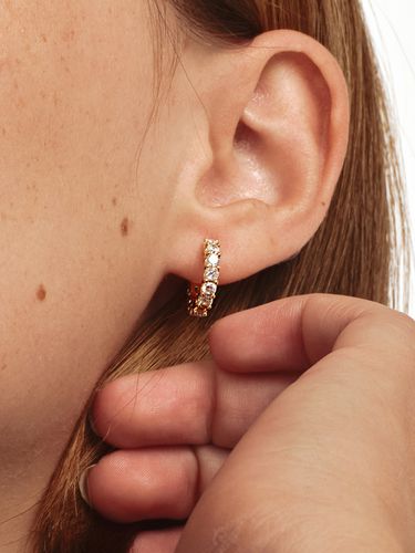 Glittering Golden Hoop Earrings_Small - MONDAY EDITION - Modalova