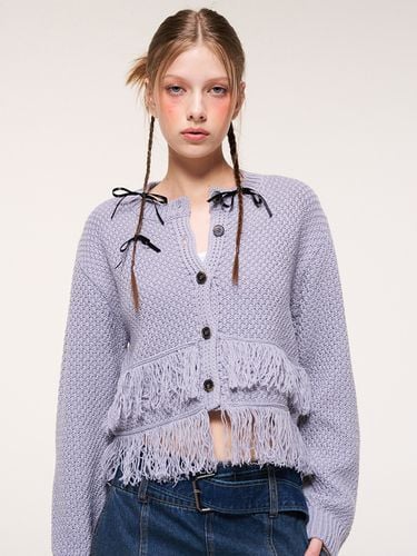 Layer Fringe Cable-Knit Cardigan - ETMON - Modalova