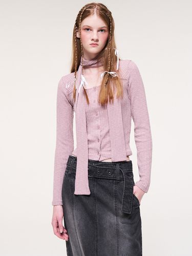 Scarf Button T-Shirt, Pink - ETMON - Modalova