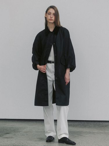 Waxed Cotton Hooded Trench - Black - NOTHING WRITTEN - Modalova