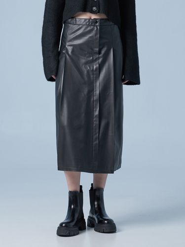 Double Line Pointed Leather Long Skirt _ - SPERONE - Modalova