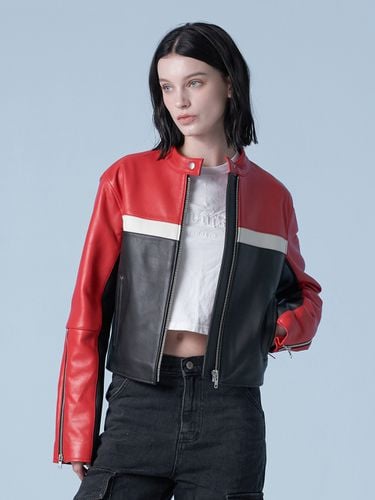 Cropped Biker Jacket _ Red - SPERONE - Modalova