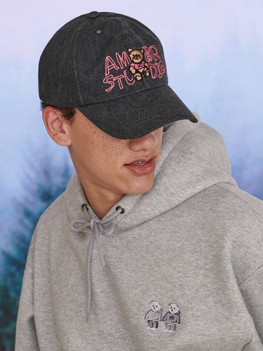 Smile Bear Denim Ball Cap_Black - AMBLER - Modalova