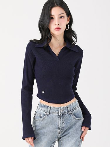 Ant Waist Collar Knit (Navy) - AVANDRESS - Modalova