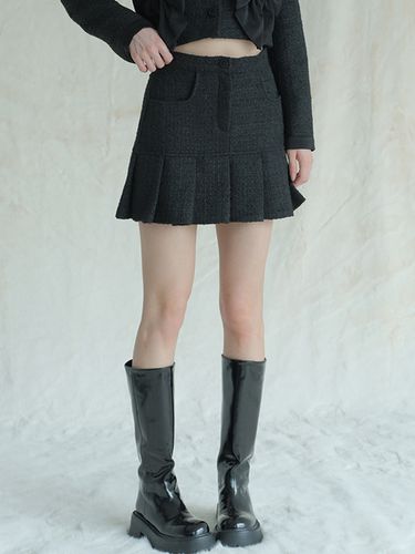 Chess Tweed Mini Skirt (Black) - AVANDRESS - Modalova