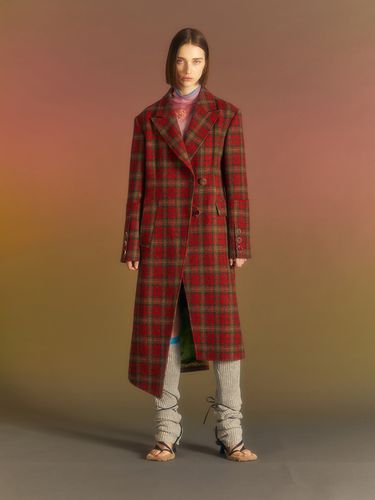 Enya Check Asymmetric Coat_Red - ADSB ANDERSSON BELL for WOMEN - Modalova