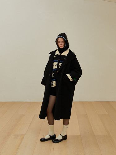 Handmade Hooded Wool Coat (Black) - GREENBUTTER - Modalova