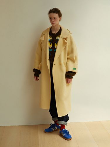 Handmade Hooded Wool Coat (Beige) - GREENBUTTER - Modalova