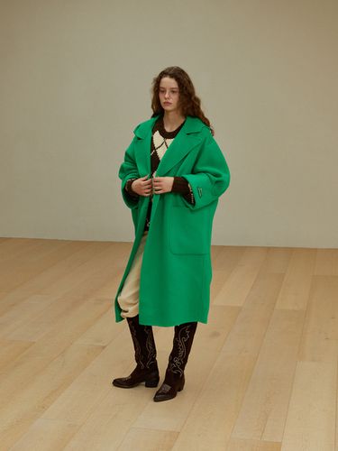 Handmade Hooded Wool Coat (Green) - GREENBUTTER - Modalova