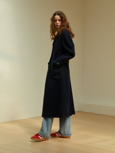 Handmade Herringbone Round Wool Long Coat () - GREENBUTTER - Modalova