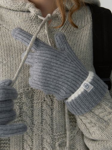 Line Knit Gloves_Gray - DEPOUND - Modalova