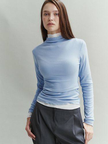 Half Neck Ribbed Top - Skyblue - SO IR - Modalova