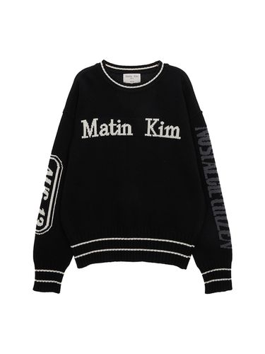 Sleveve Lettering Knit Pullover - Matin Kim - Modalova