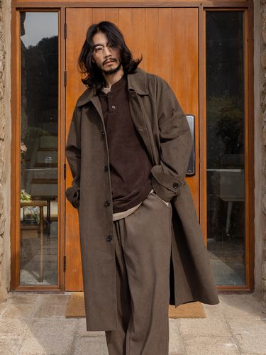 Oversized Peach Cotton Balmacaan Coat _ - RUGGED HOUSE - Modalova