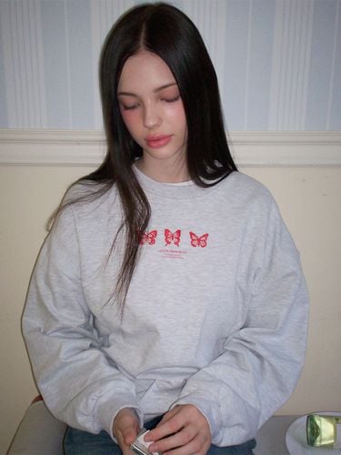 Triple Butterfly Embroidery Sweatshirt - LETTER FROM MOON - Modalova