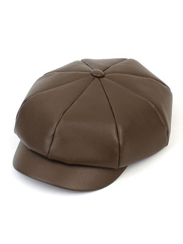 Leather Belted Newsboy Cap - Brown - Universal chemistry - Modalova