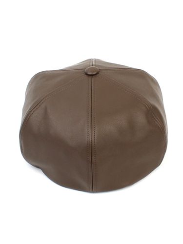 Leather Belted Beret - Brown - Universal chemistry - Modalova