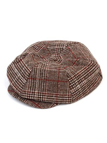 Glen Plaid Wool Newsboy Cap - Brown - Universal chemistry - Modalova