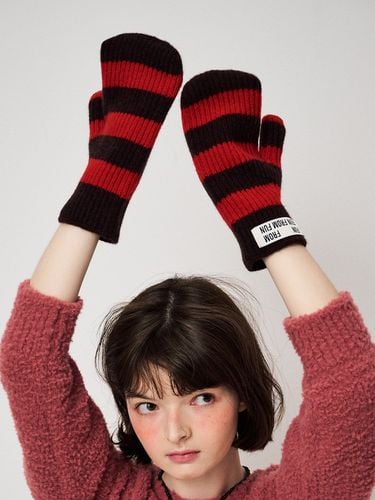 Stripe Mittens_Red/Brown - FUNFROMFUN - Modalova