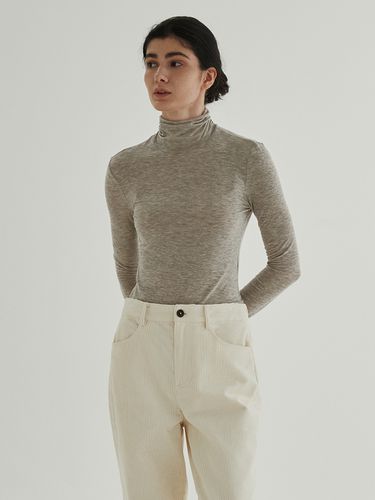 Line Detailed Wool Tencel pola Top - STEP AROUND - Modalova